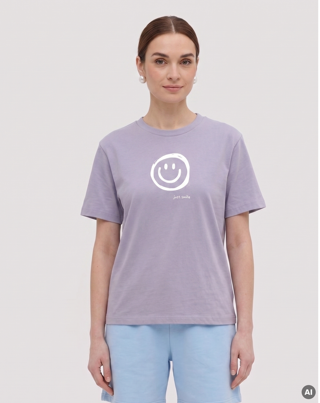 Just Smile T-Shirt - lavender - Ladies Organic Shirt