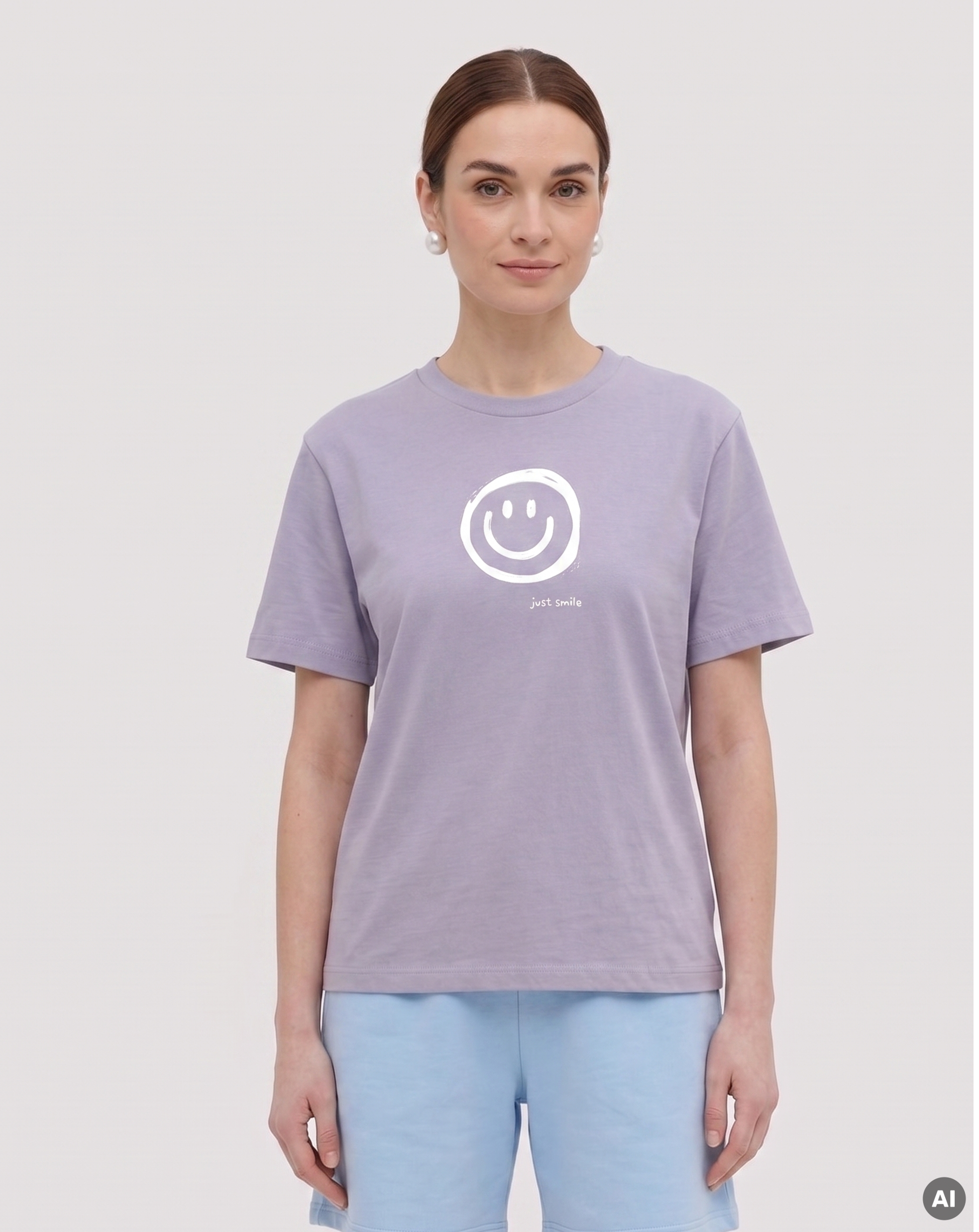 Just Smile T-Shirt - lavender - Ladies Organic Shirt