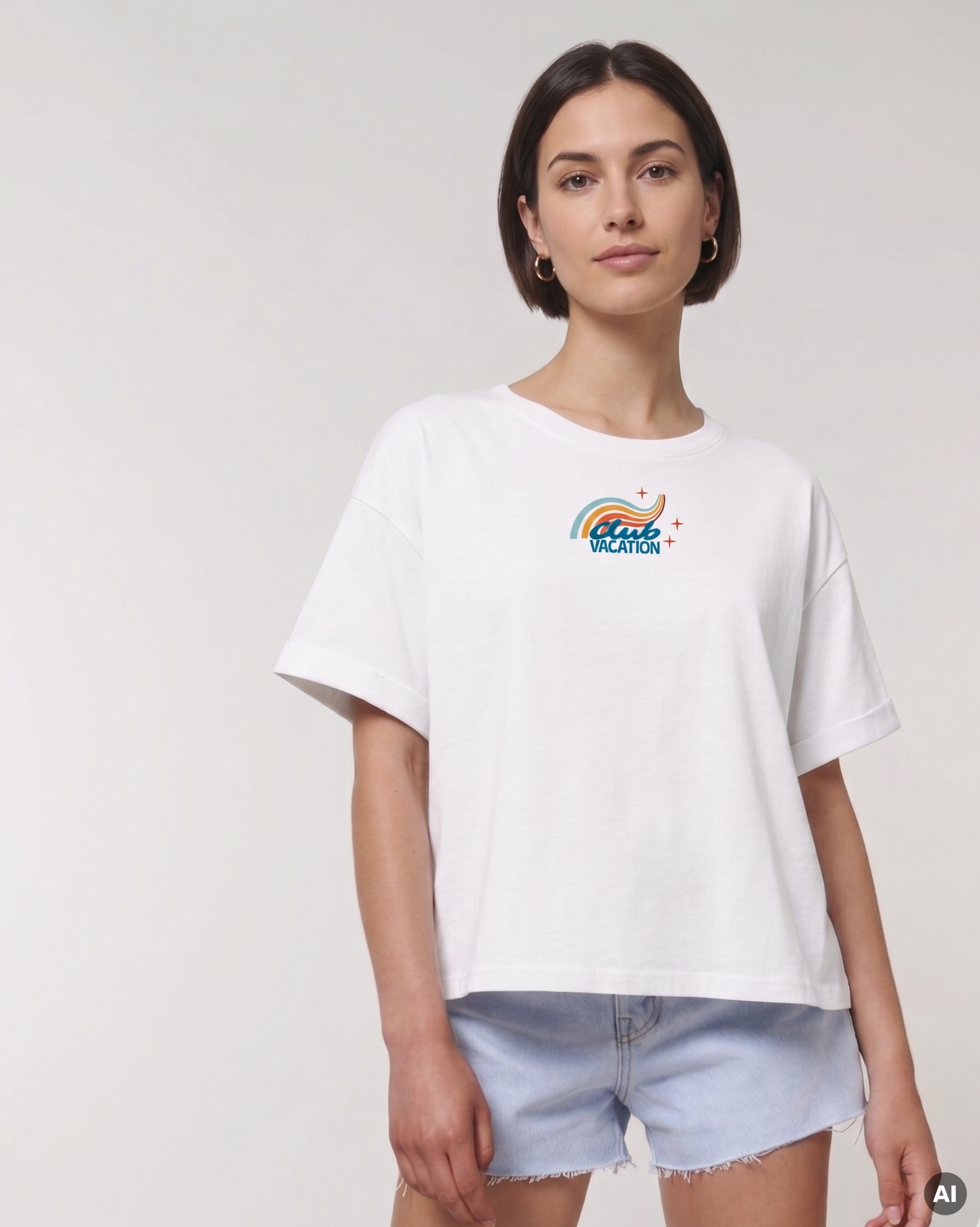 Club Vacation T-Shirt - white - Womens Organic Rolled Sleeve T-Shirt