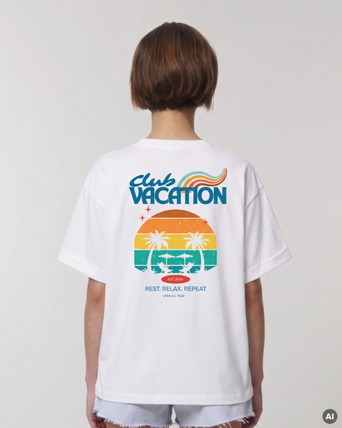 Club Vacation T-Shirt - white - Womens Organic Rolled Sleeve T-Shirt