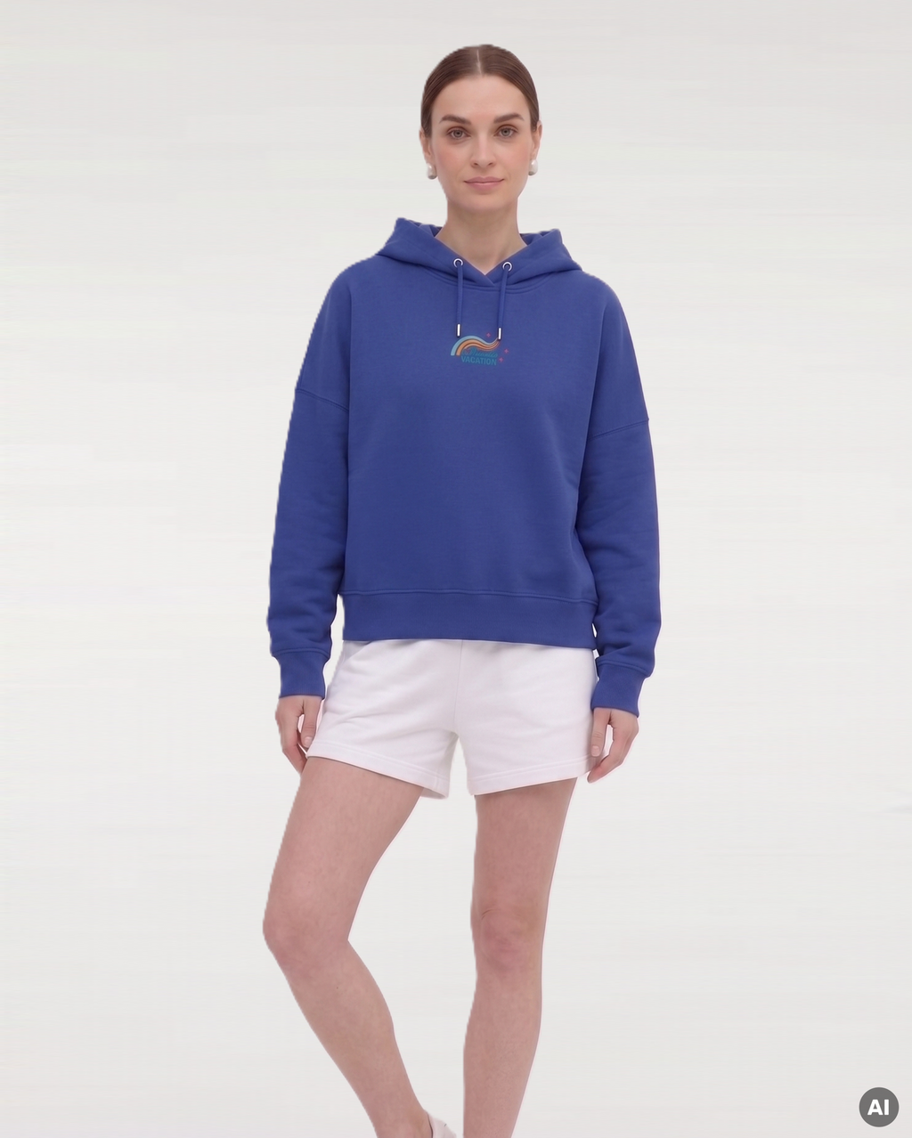 Club Vacation Boxcut Hoodie - worker blue - Womens Organic Boxcut Hoodie
