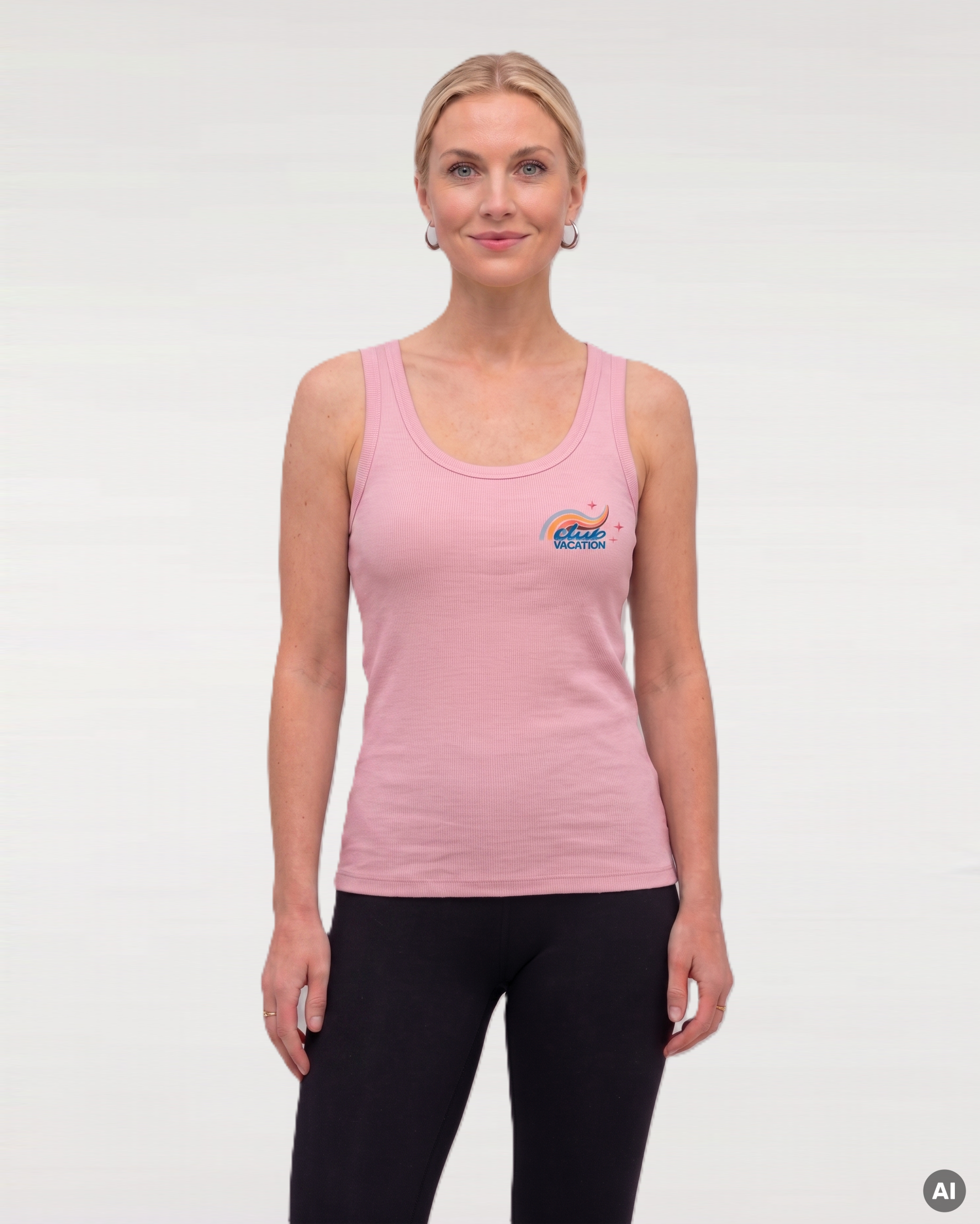 Club Vacation Tank-Top - cotton pink - Womens Organic Fitted Tank Top