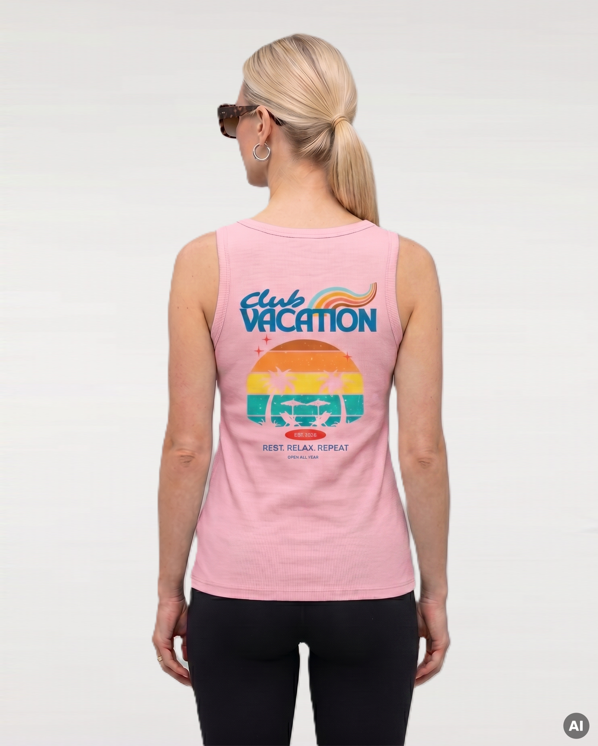Club Vacation Tank-Top - cotton pink - Womens Organic Fitted Tank Top