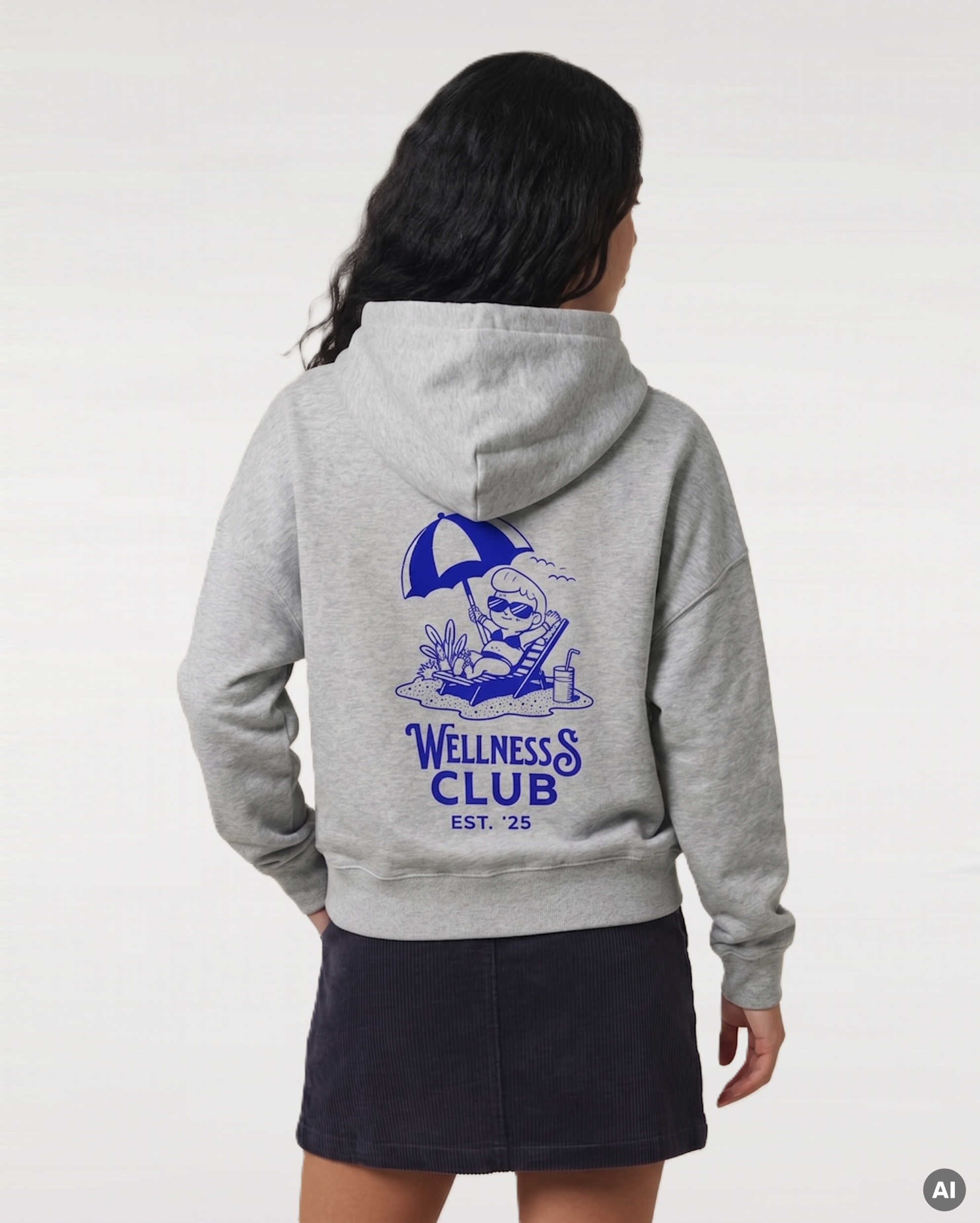 Wellness Club Boxcut Hoodie - grey - Womens Organic Boxcut Hoodie