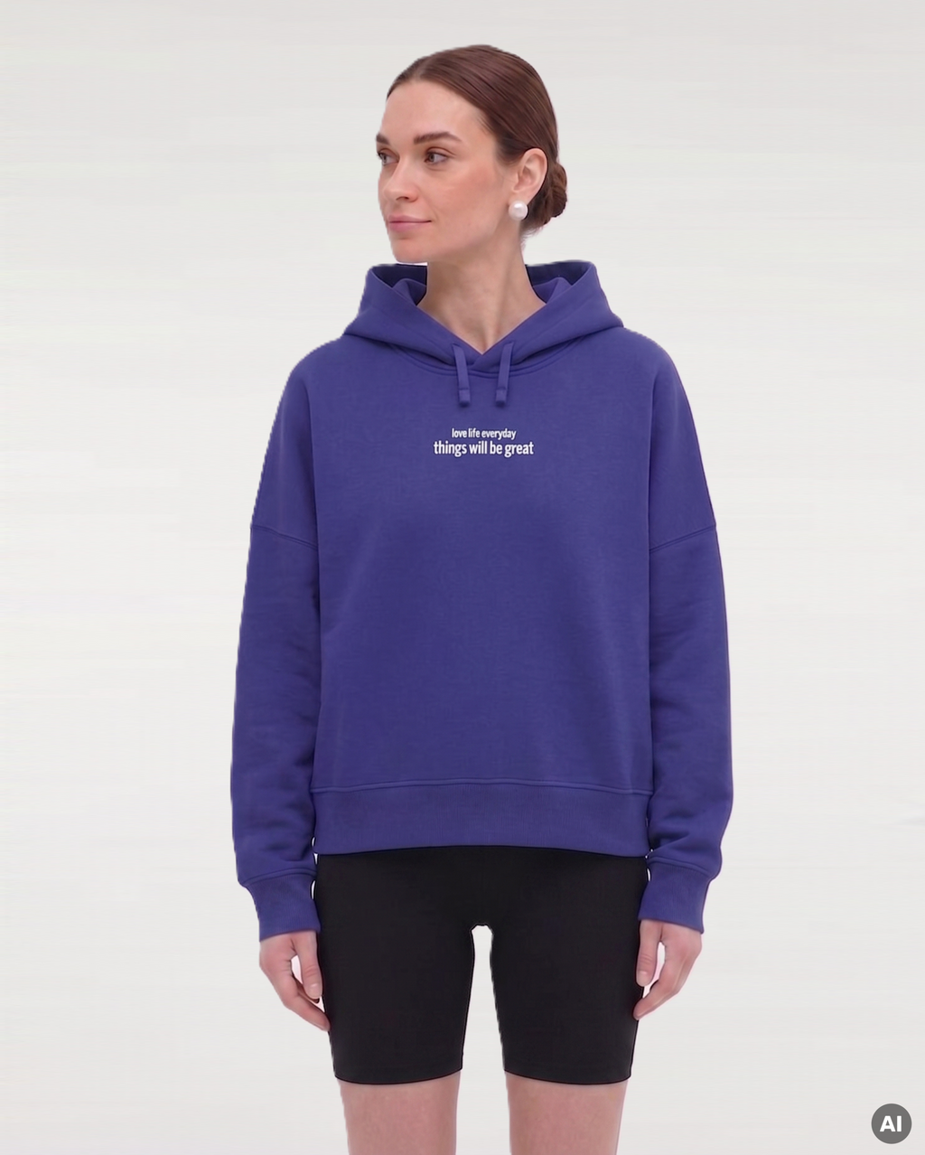 Love Life Everyday Boxcut Hoodie - worker blue - Womens Organic Boxcut Hoodie