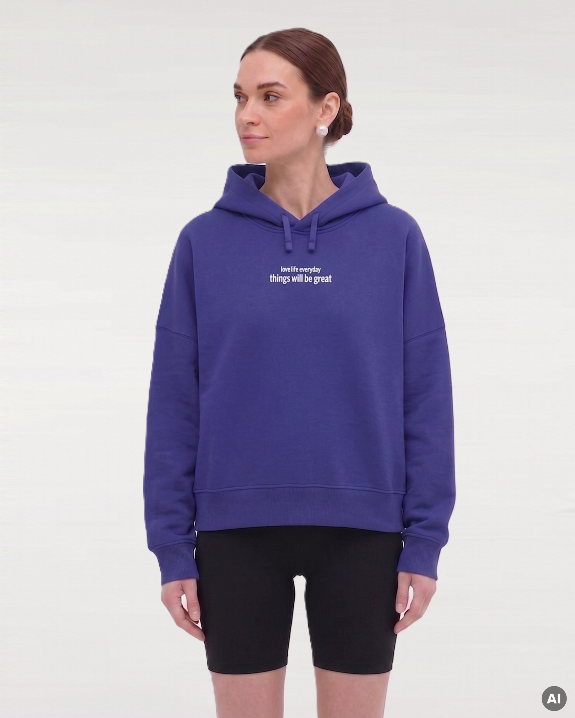 Love Life Everyday Boxcut Hoodie - worker blue - Womens Organic Boxcut Hoodie