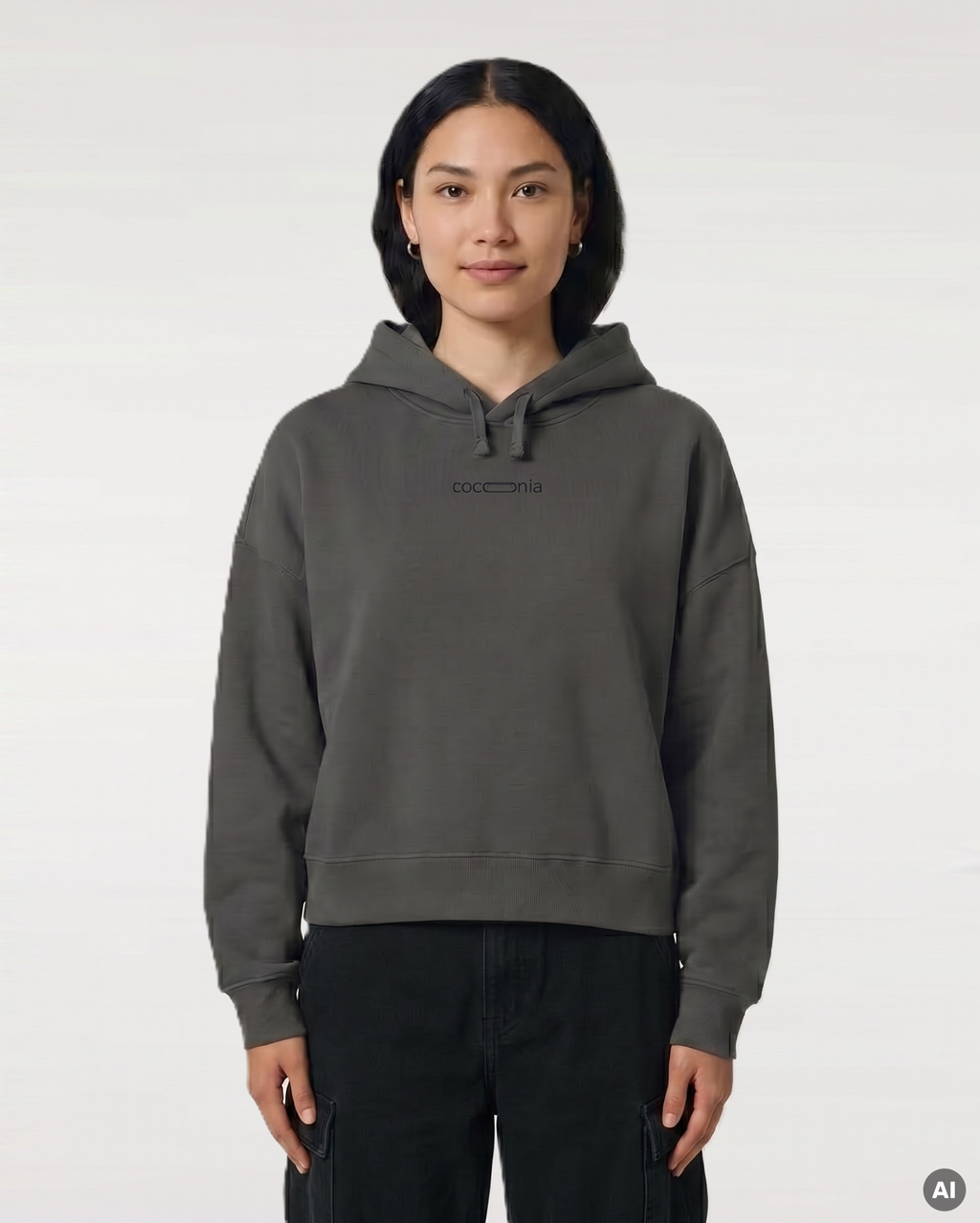 Soulful Souvenirs Boxcut Hoodie - grey - Womens Organic Boxcut Hoodie
