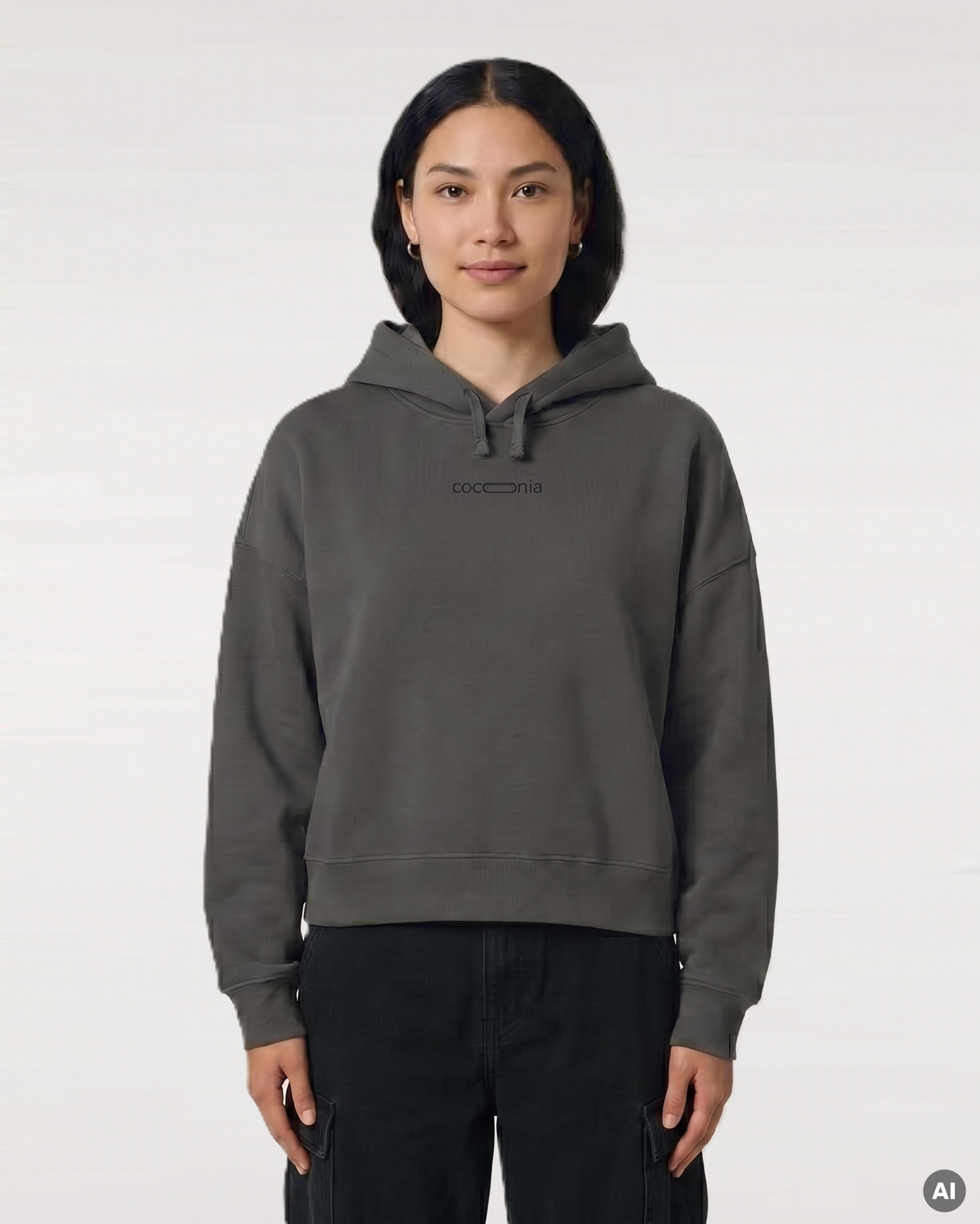 Soulful Souvenirs Boxcut Hoodie - grey - Womens Organic Boxcut Hoodie