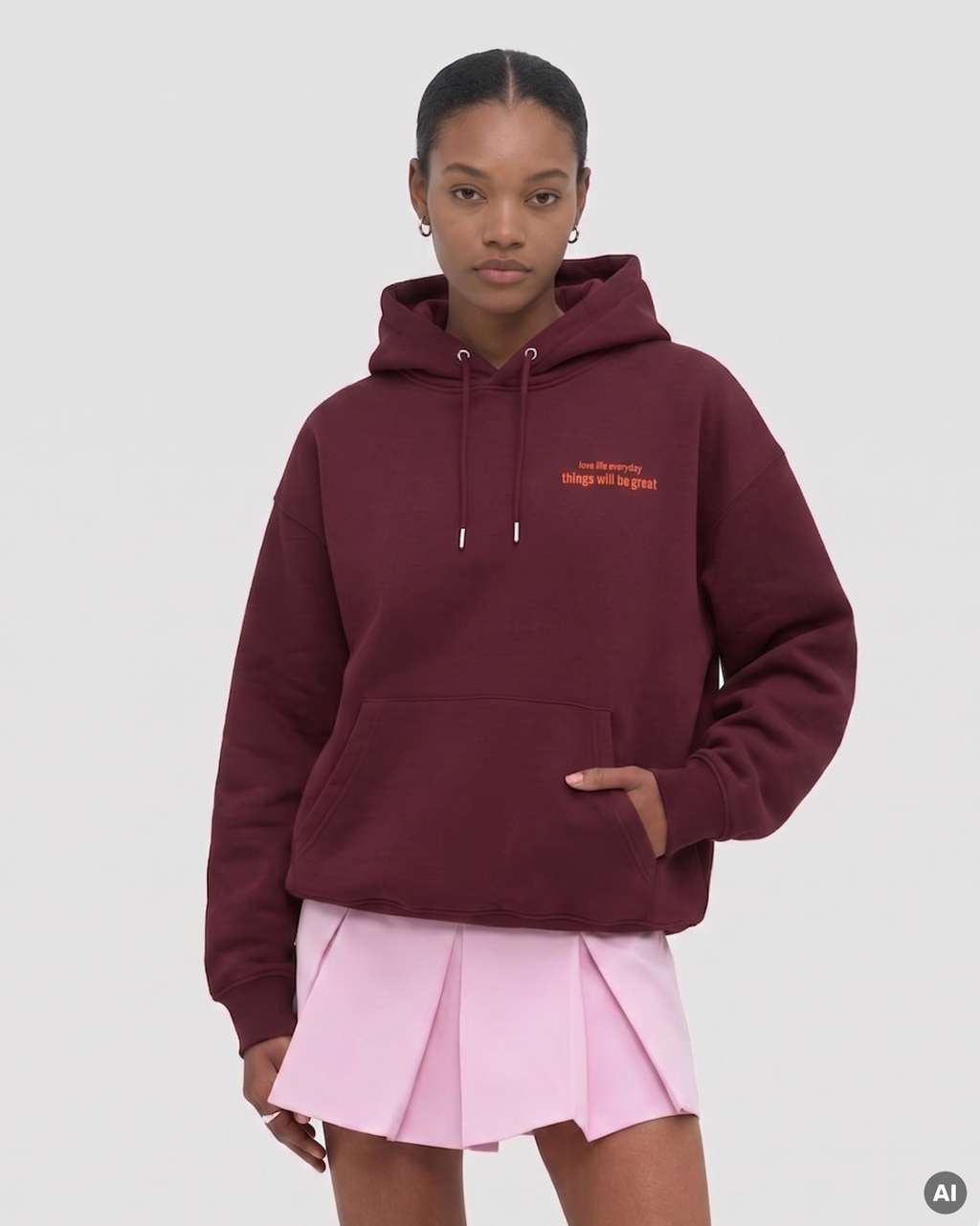 Love Life Everyday Hoodie - bordeaux - Organic Hoodie