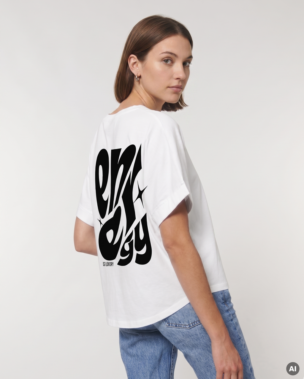Energy is Luxury T-Shirt - white - Womens Organic Rolled Sleeves T-Shirt