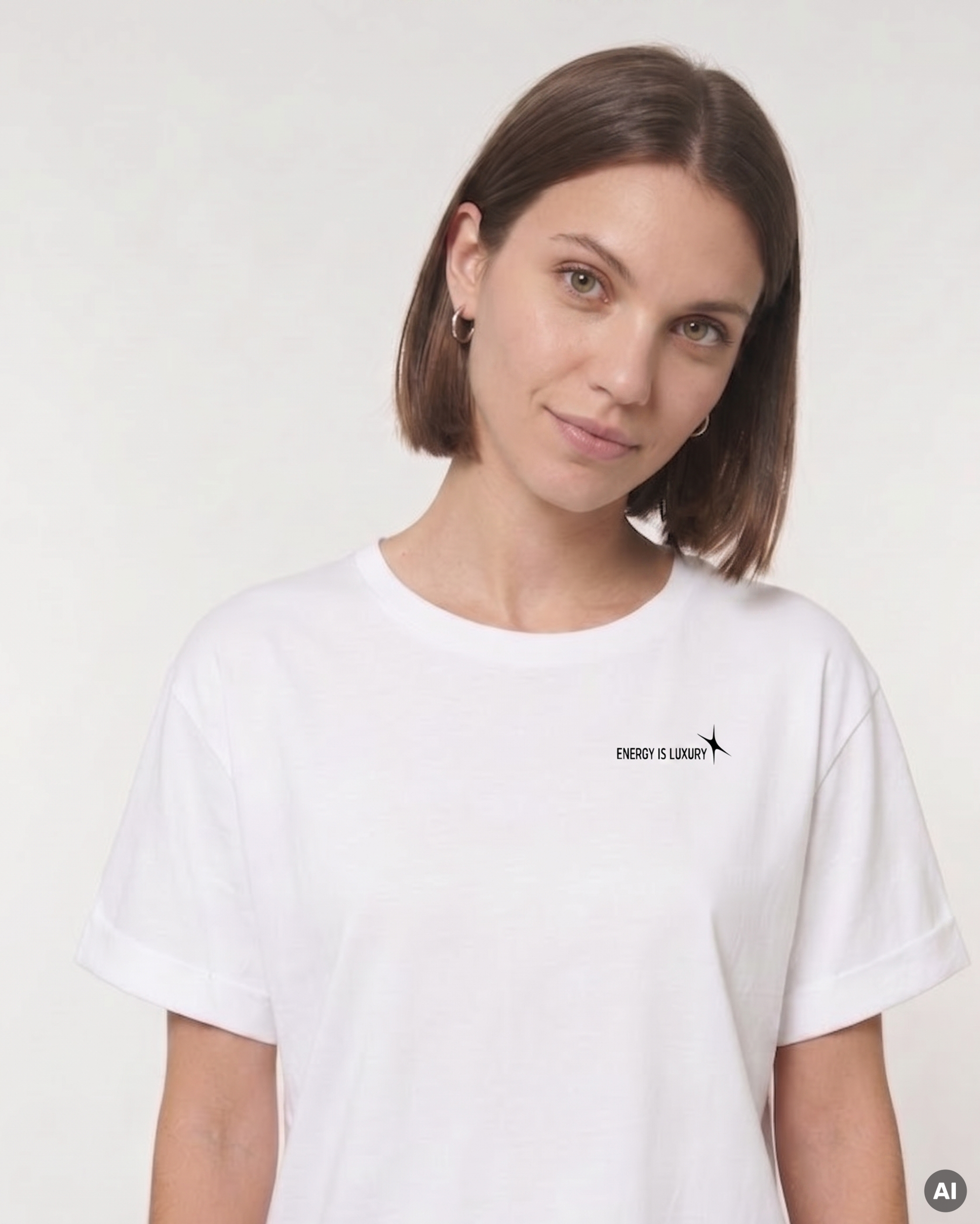 Energy is Luxury T-Shirt - white - Womens Organic Rolled Sleeves T-Shirt
