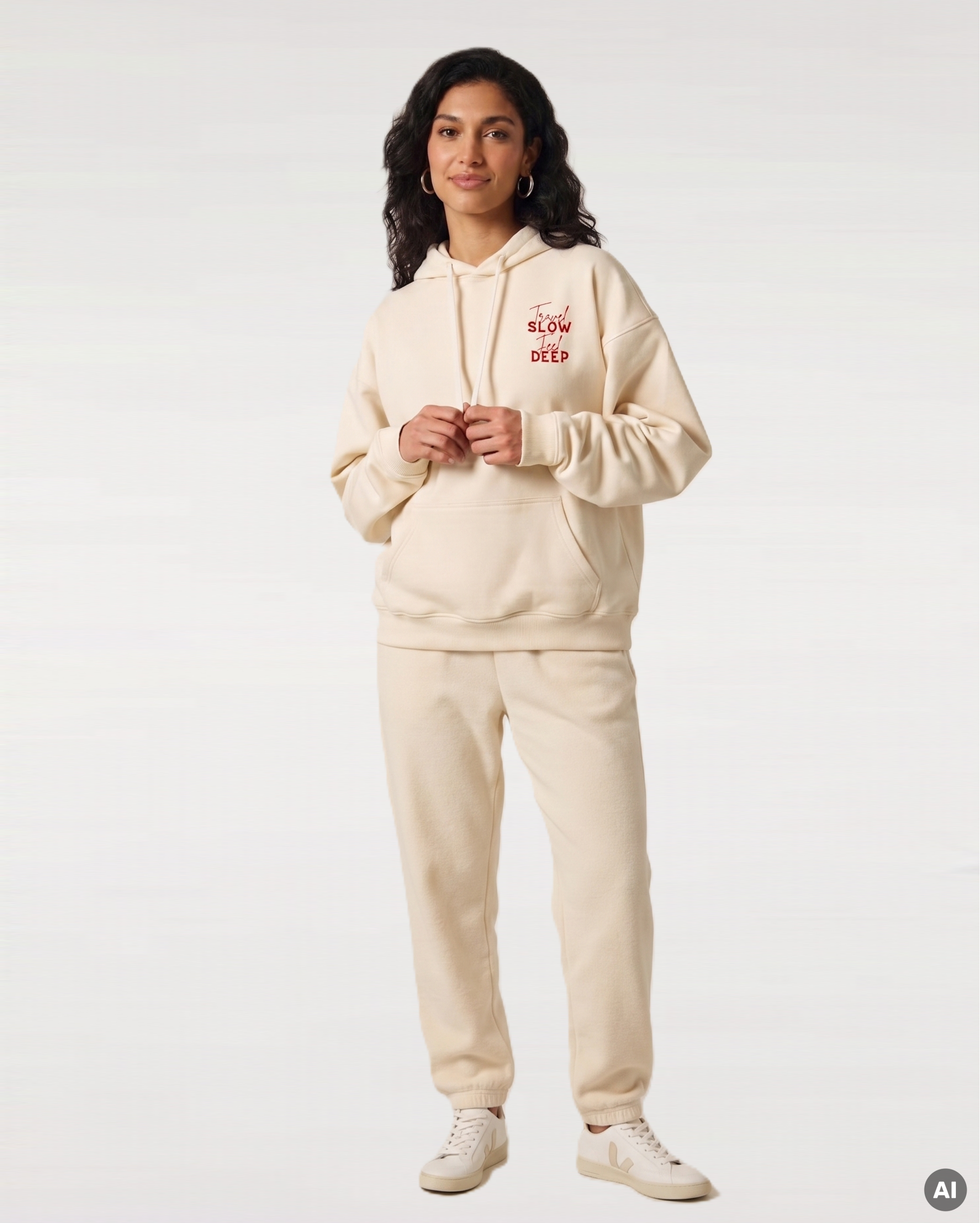 Travel Slow Feel Deep Hoodie - natural raw - Organic Oversize Hoodie
