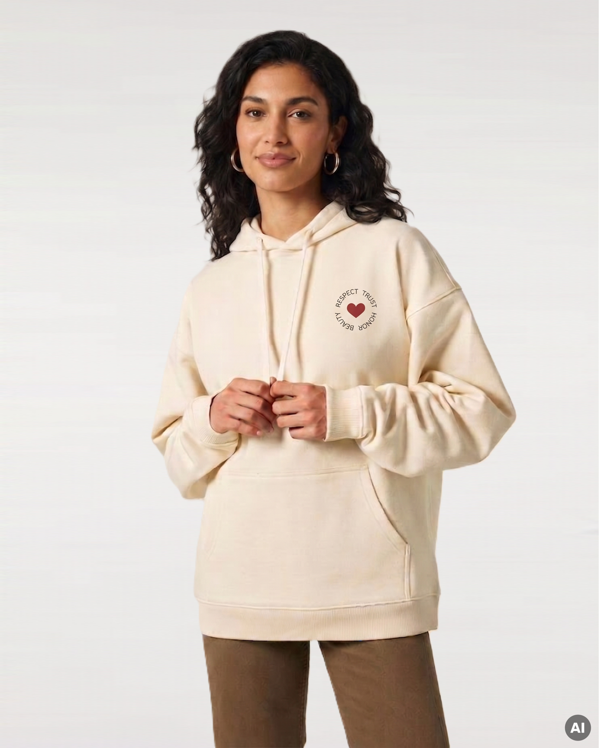 Respect, Trust, Honor, Beauty Hoodie - natural raw - Organic Oversize Hoodie