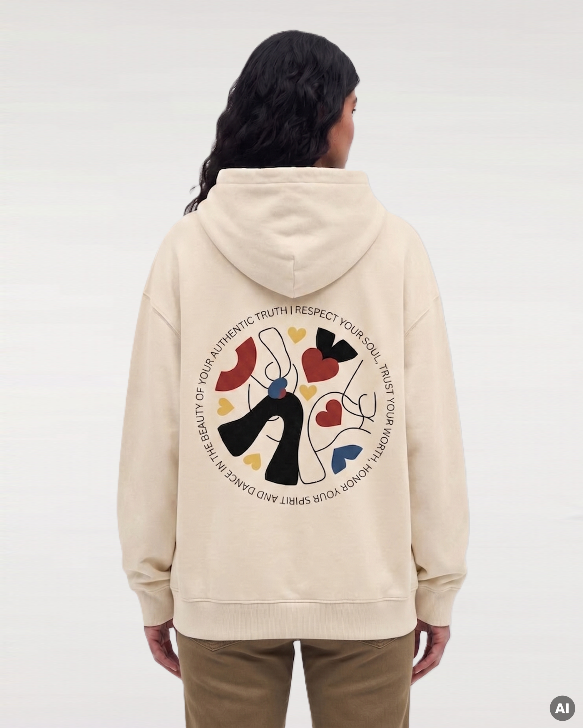 Respect, Trust, Honor, Beauty Hoodie - natural raw - Organic Oversize Hoodie