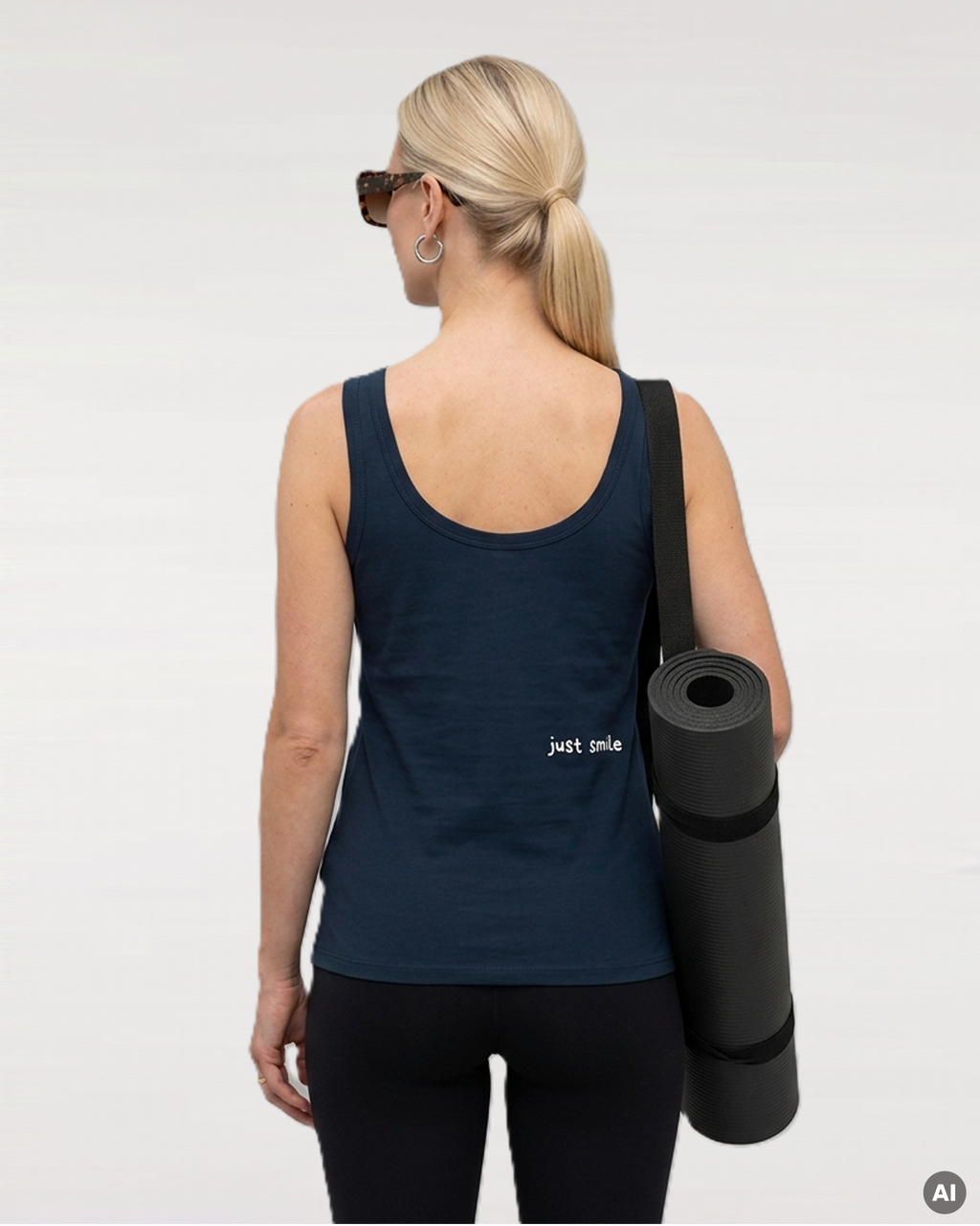 Just Smile Tank Top - navy - Womens Organic Fitted Tank Top