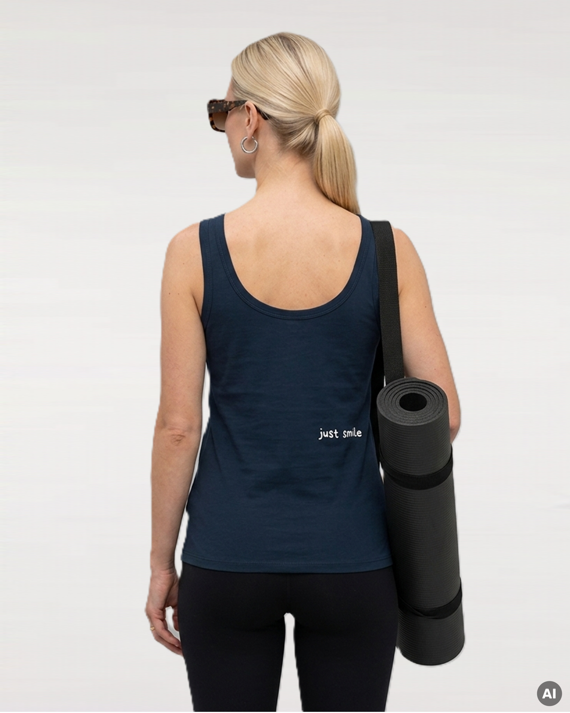 Just Smile Tank Top - navy - Womens Organic Fitted Tank Top
