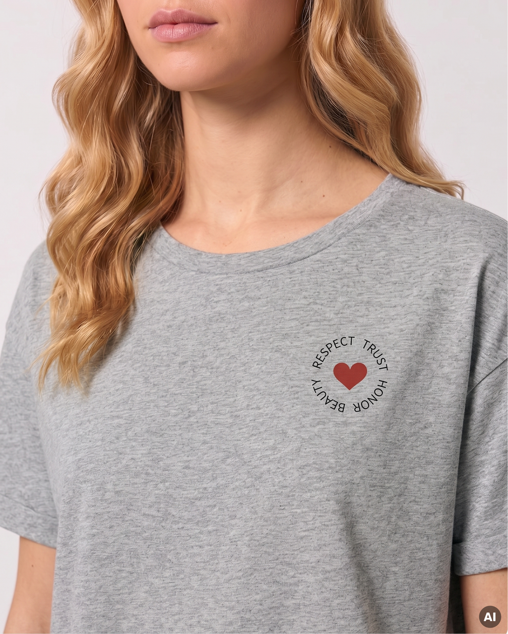 Respect, Trust, Honor, Beauty T-Shirt - grey - Womens Organic Rolled Sleeves T-Shirt