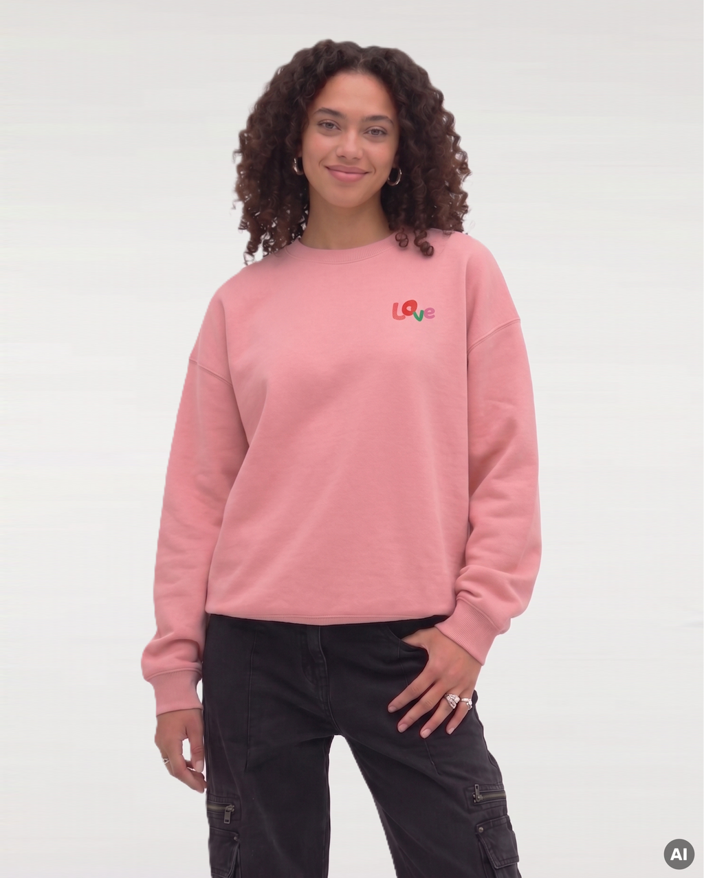 Love Sweatshirt - pink joy - Organic Oversize Sweatshirt