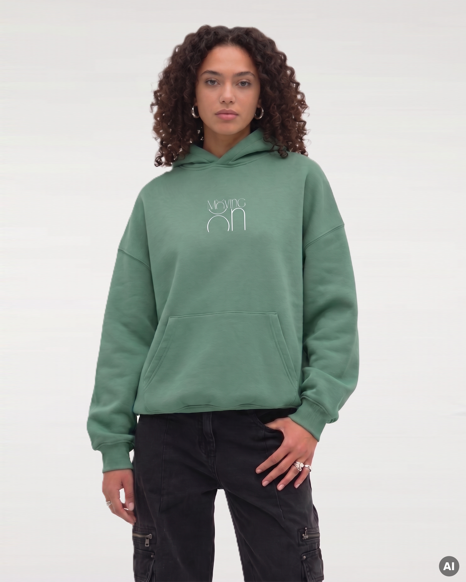Moving On Boxcut Hoodie - green bay - Womens Organic Boxcut Hoodie