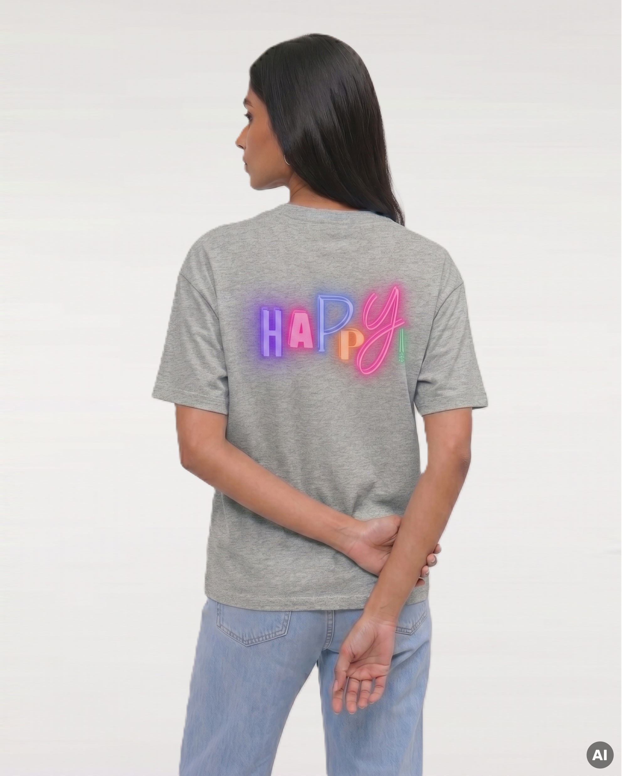 Happy T-Shirt - grey - Ladies Organic Shirt