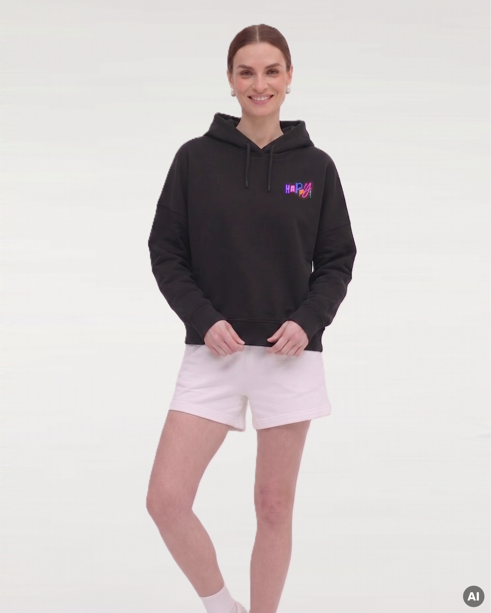 Happy Boxcut Hoodie - black - Womens Organic Boxcut Hoodie