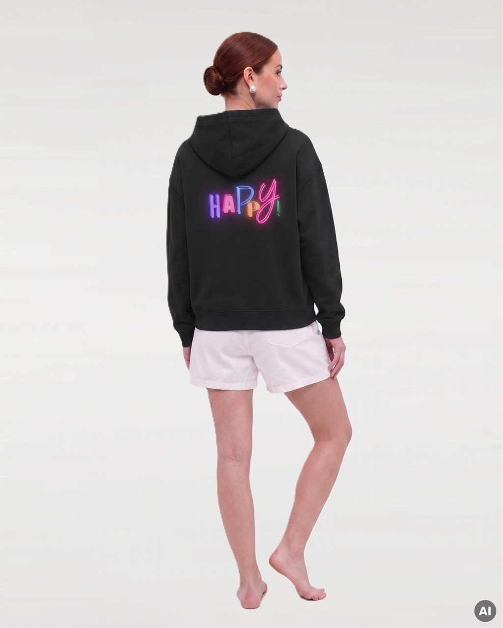 Happy Boxcut Hoodie - black - Womens Organic Boxcut Hoodie