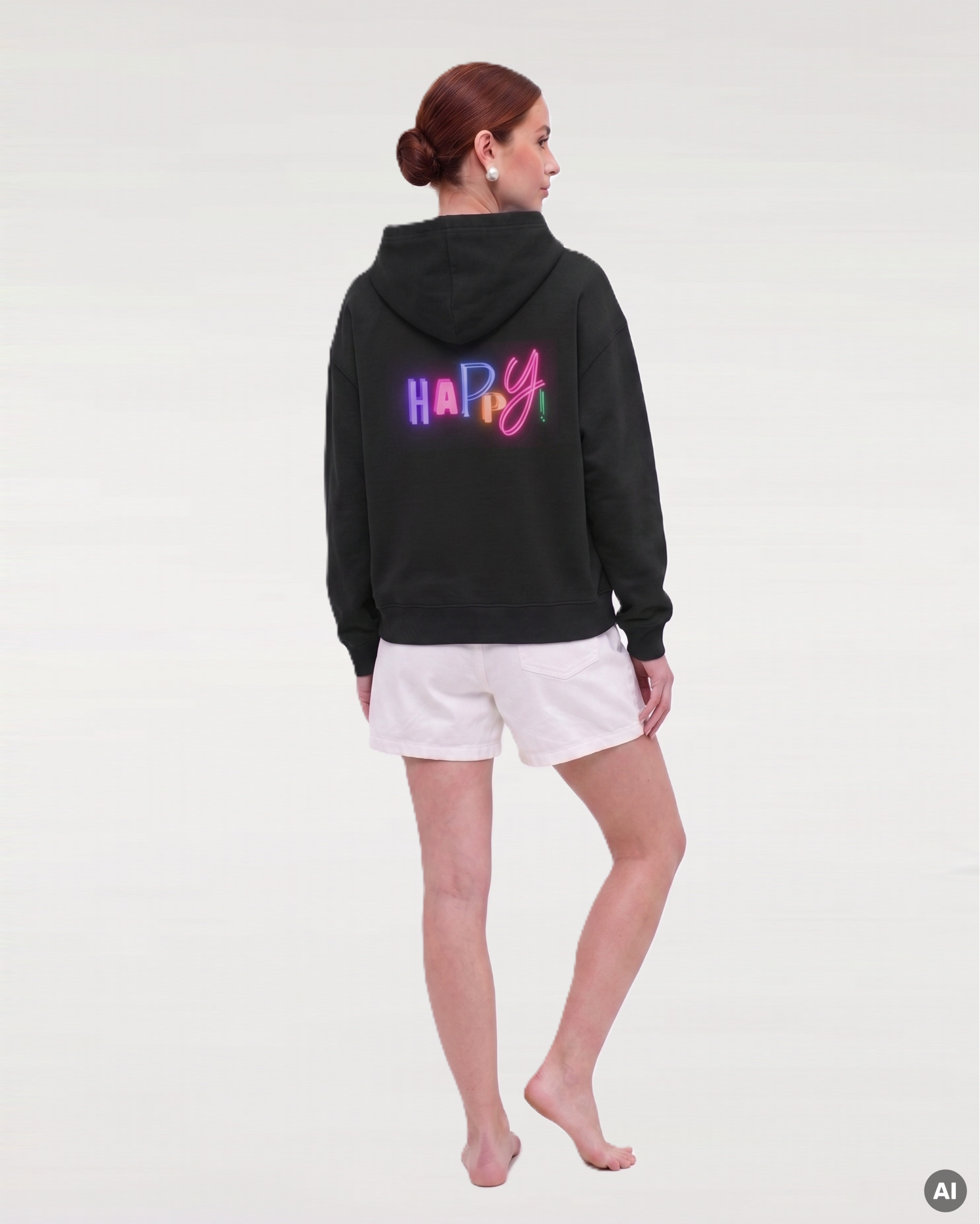 Happy Boxcut Hoodie - black - Womens Organic Boxcut Hoodie