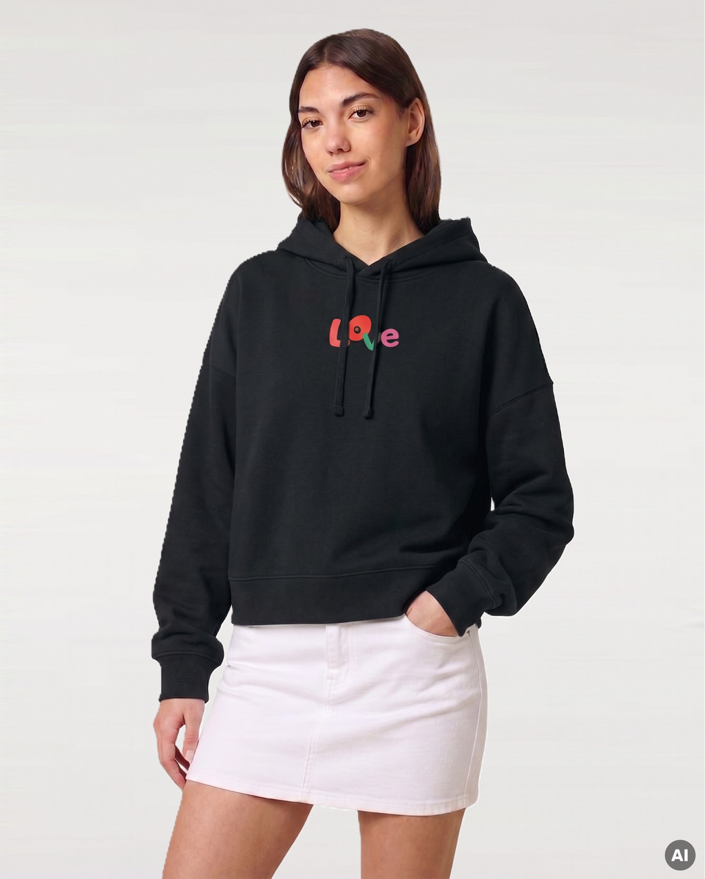 Love Boxcut Hoodie - black - Womens Organic Boxcut Hoodie