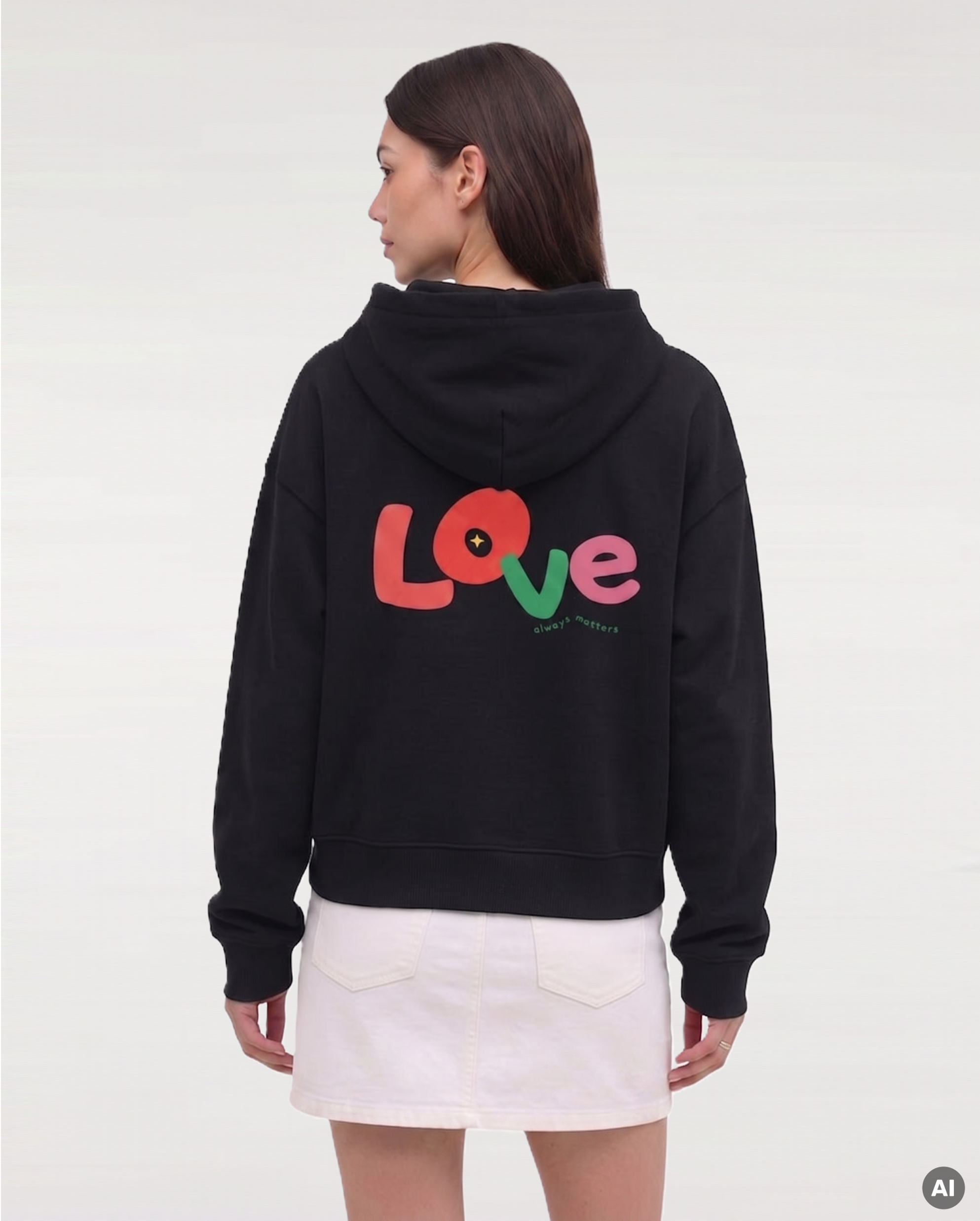 Love Boxcut Hoodie - black - Womens Organic Boxcut Hoodie