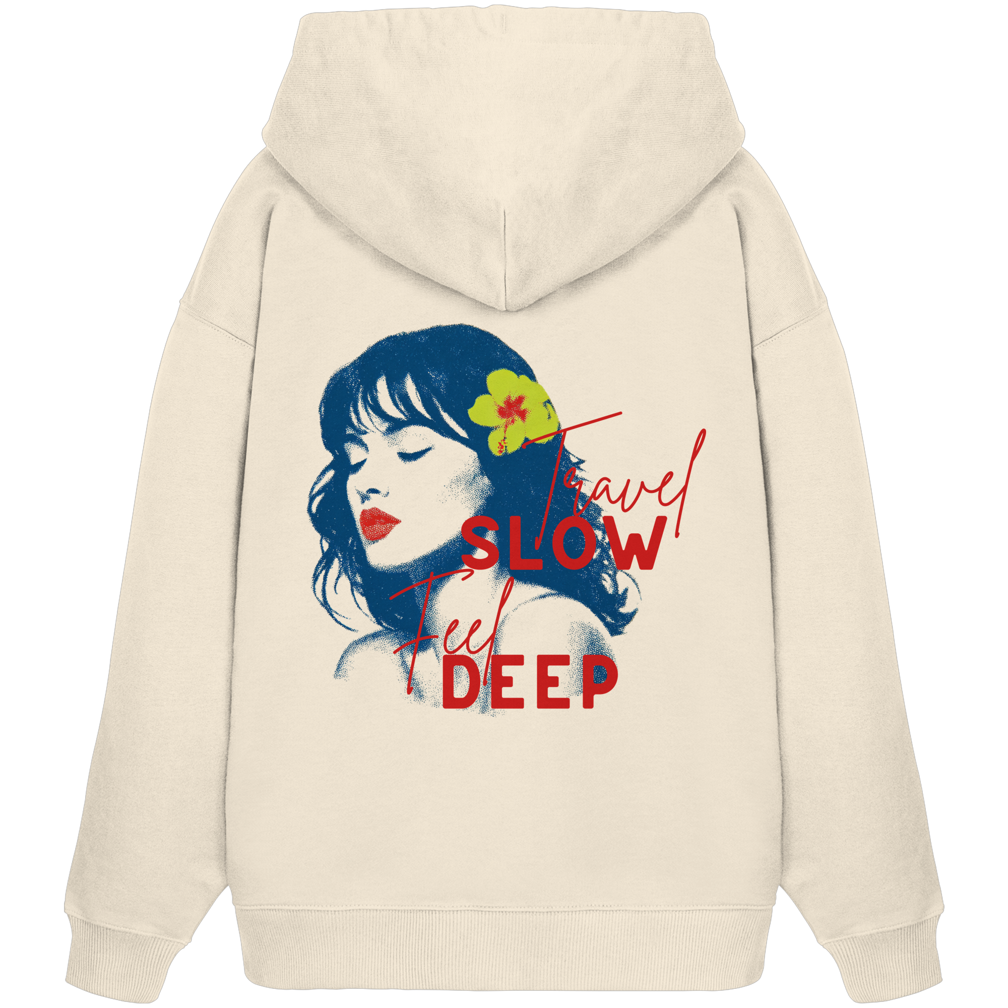 Travel Slow Feel Deep Hoodie - natural raw - Organic Oversize Hoodie