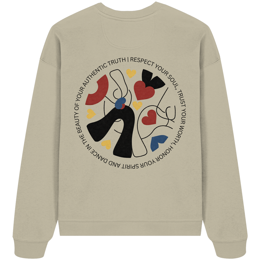 Respect Trust Honor Beauty Sweatshirt - stone - Organic Oversize Sweatshirt