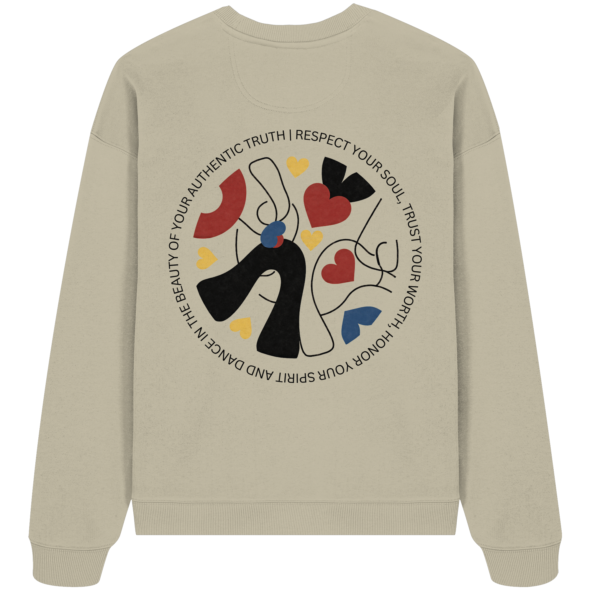 Respect Trust Honor Beauty Sweatshirt - stone - Organic Oversize Sweatshirt