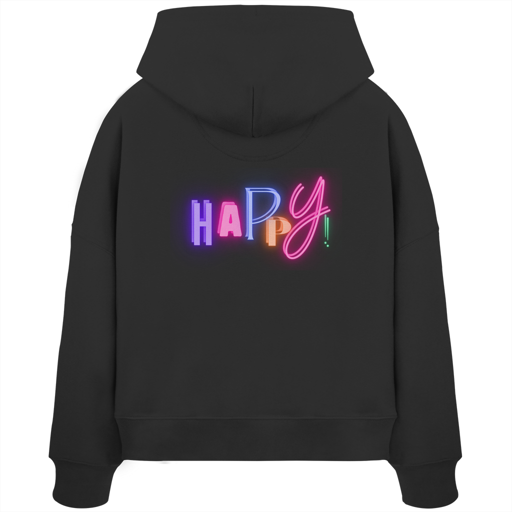 Happy Boxcut Hoodie - black - Womens Organic Boxcut Hoodie