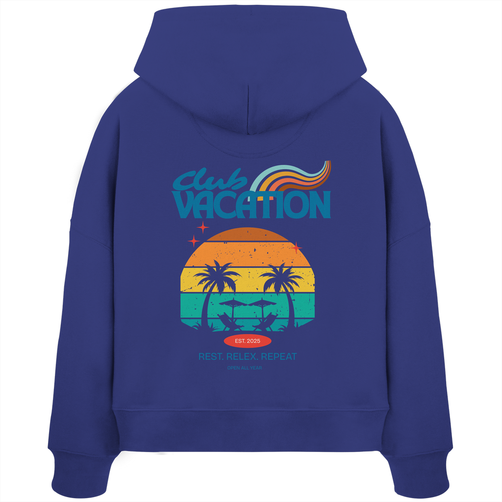 Club Vacation Boxcut Hoodie - worker blue - Womens Organic Boxcut Hoodie