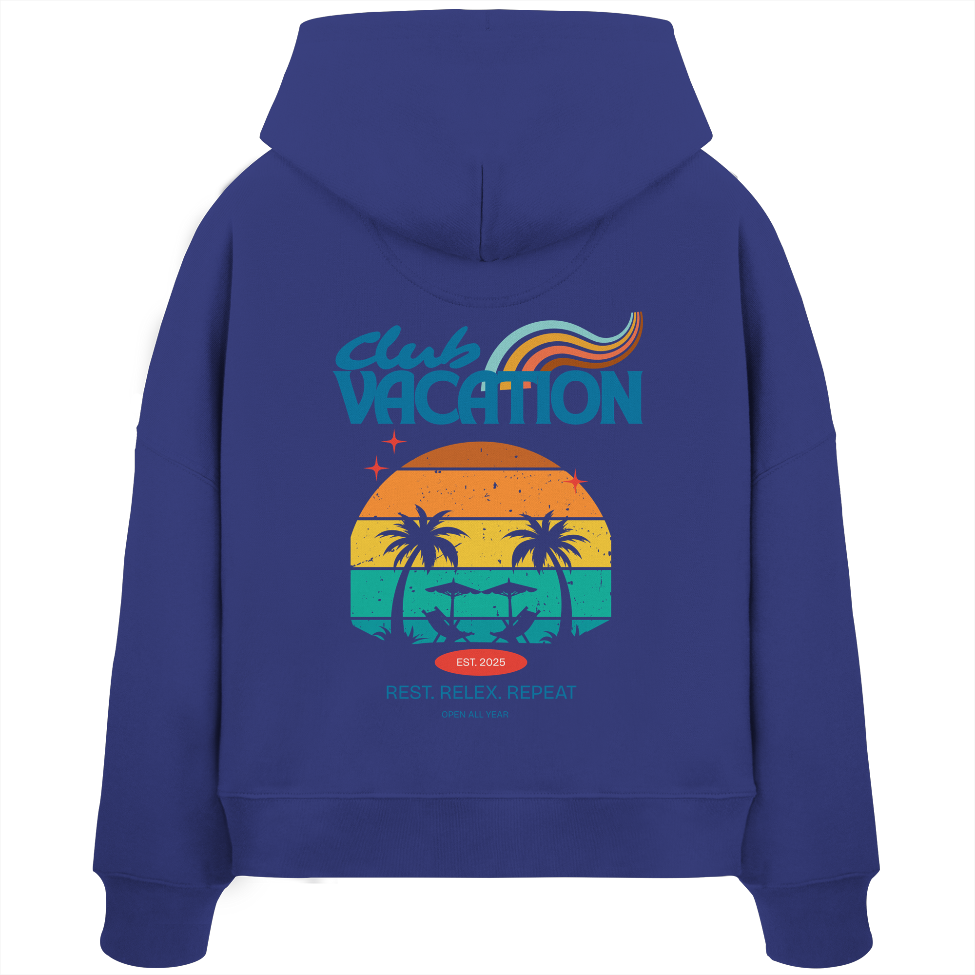Club Vacation Boxcut Hoodie - worker blue - Womens Organic Boxcut Hoodie