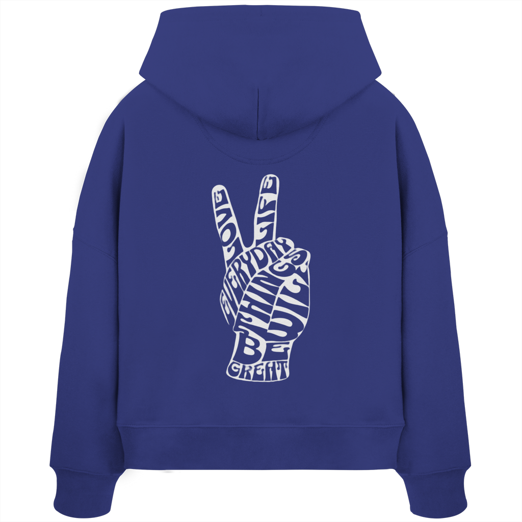 Love Life Everyday Boxcut Hoodie - worker blue - Womens Organic Boxcut Hoodie