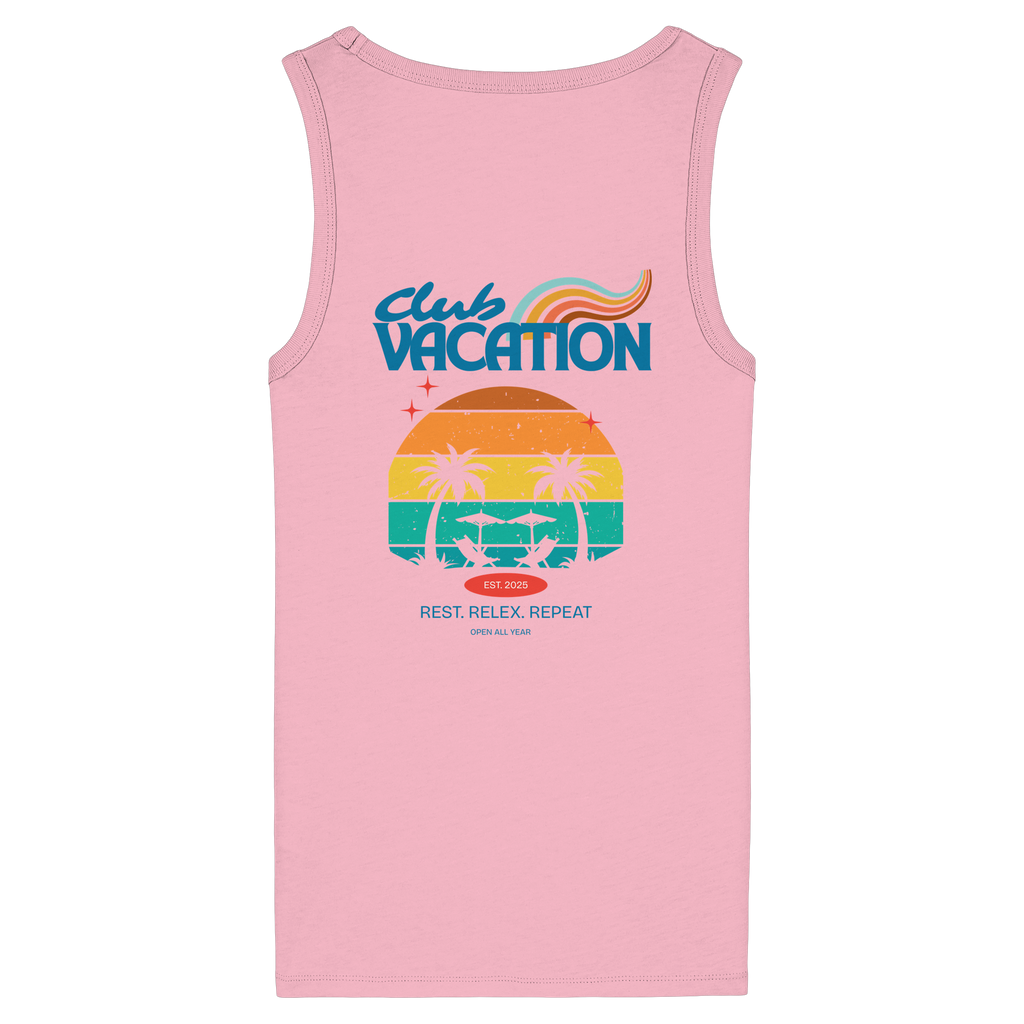 Club Vacation Tank-Top - cotton pink - Womens Organic Fitted Tank Top