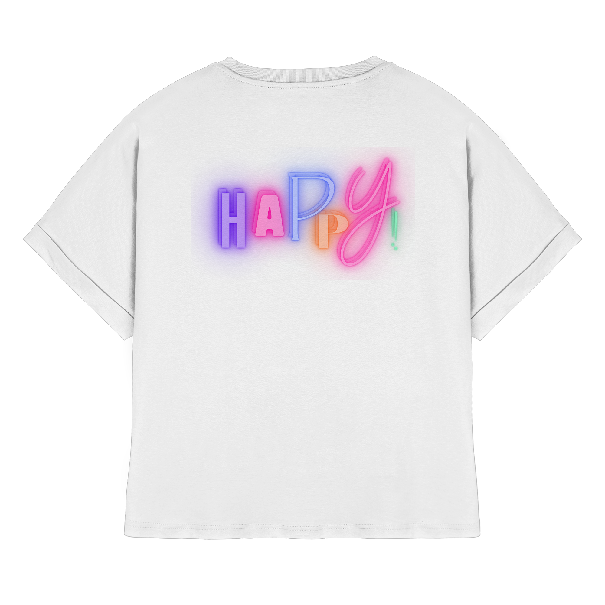 Happy T-Shirt - white - Womens Organic Rolled Sleeves T-Shirt