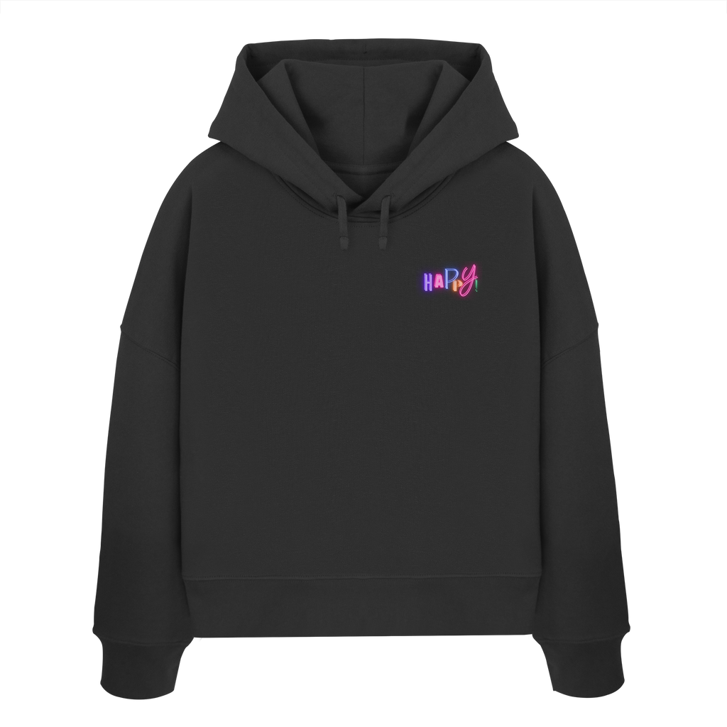 Happy Boxcut Hoodie - black - Womens Organic Boxcut Hoodie