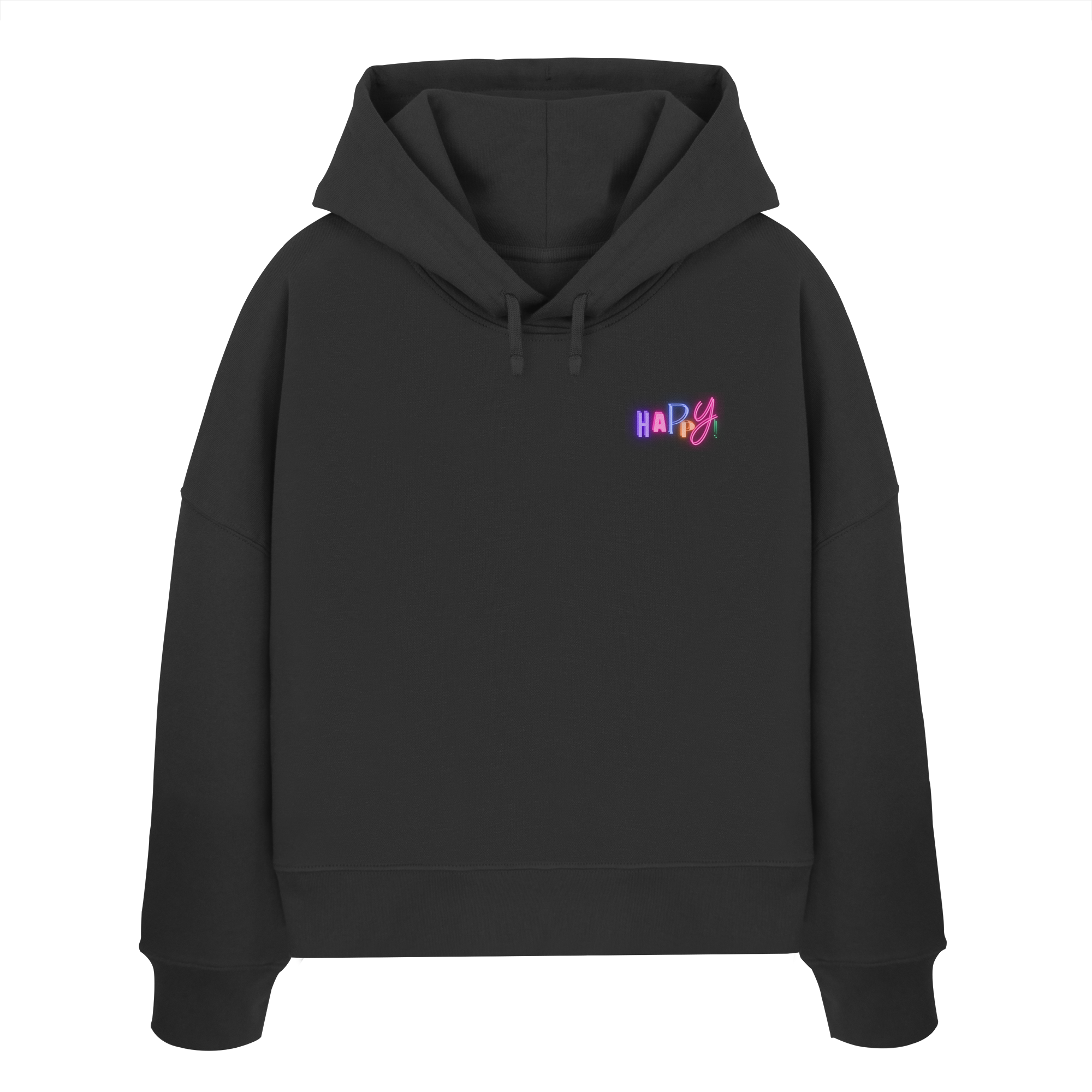 Happy Boxcut Hoodie - black - Womens Organic Boxcut Hoodie