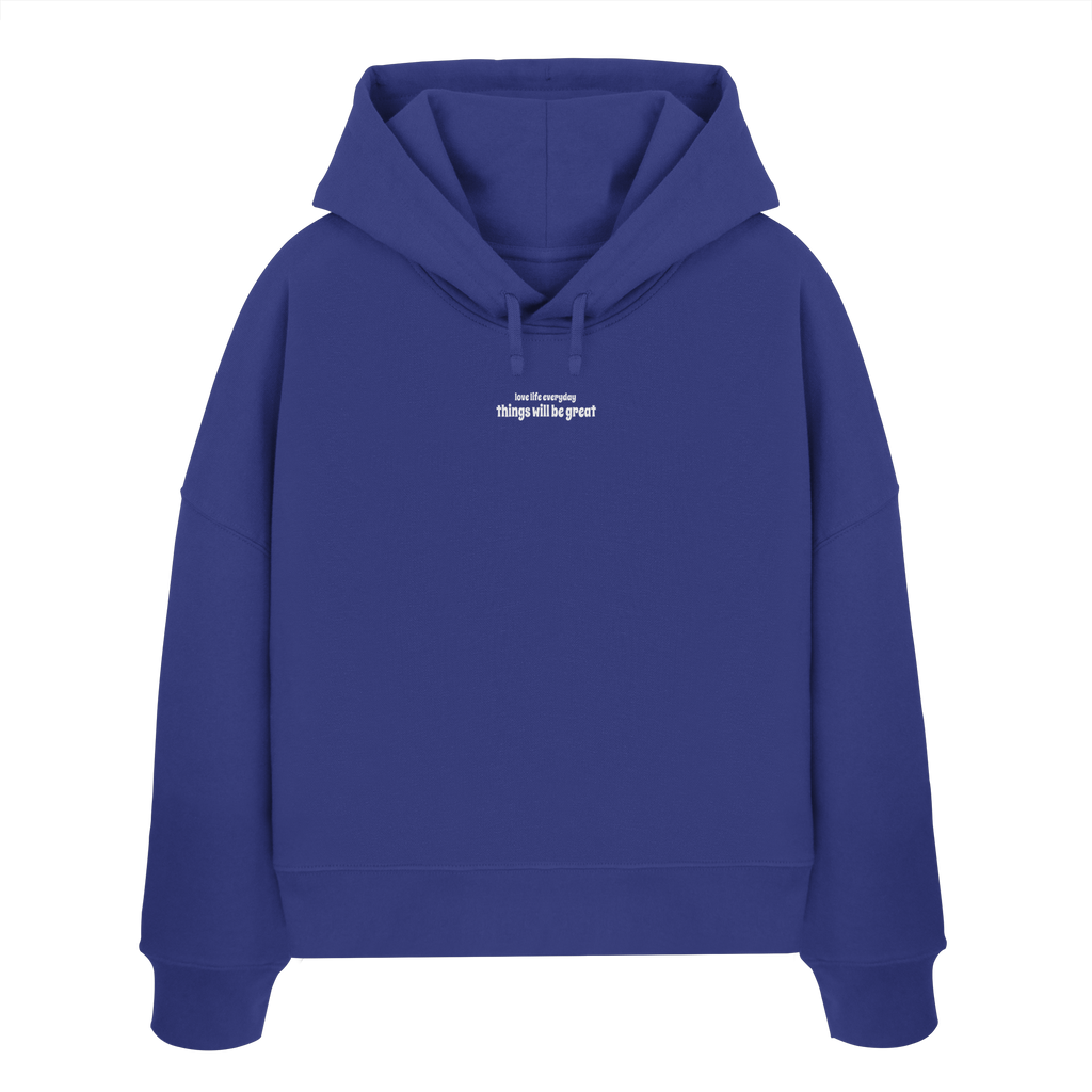 Love Life Everyday Boxcut Hoodie - worker blue - Womens Organic Boxcut Hoodie