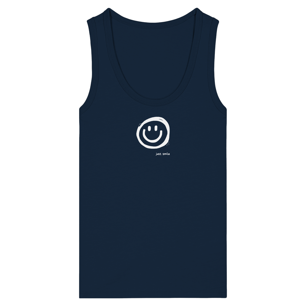 Just Smile Tank Top - navy - Womens Organic Fitted Tank Top