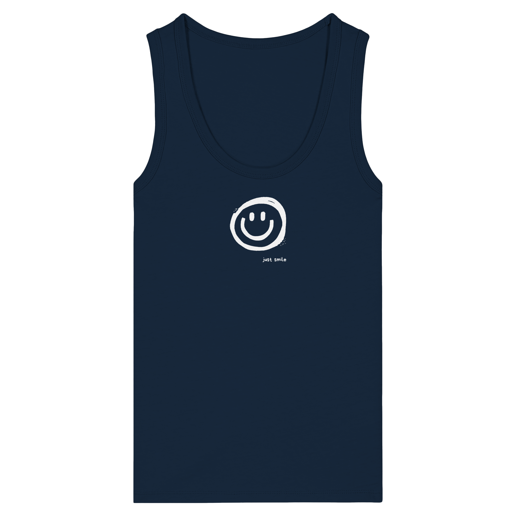 Just Smile Tank Top - navy - Womens Organic Fitted Tank Top