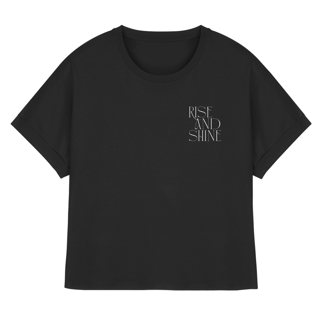 Rise And Shine T-Shirt - navy - Womens Organic Rolled Sleeves T-Shirt
