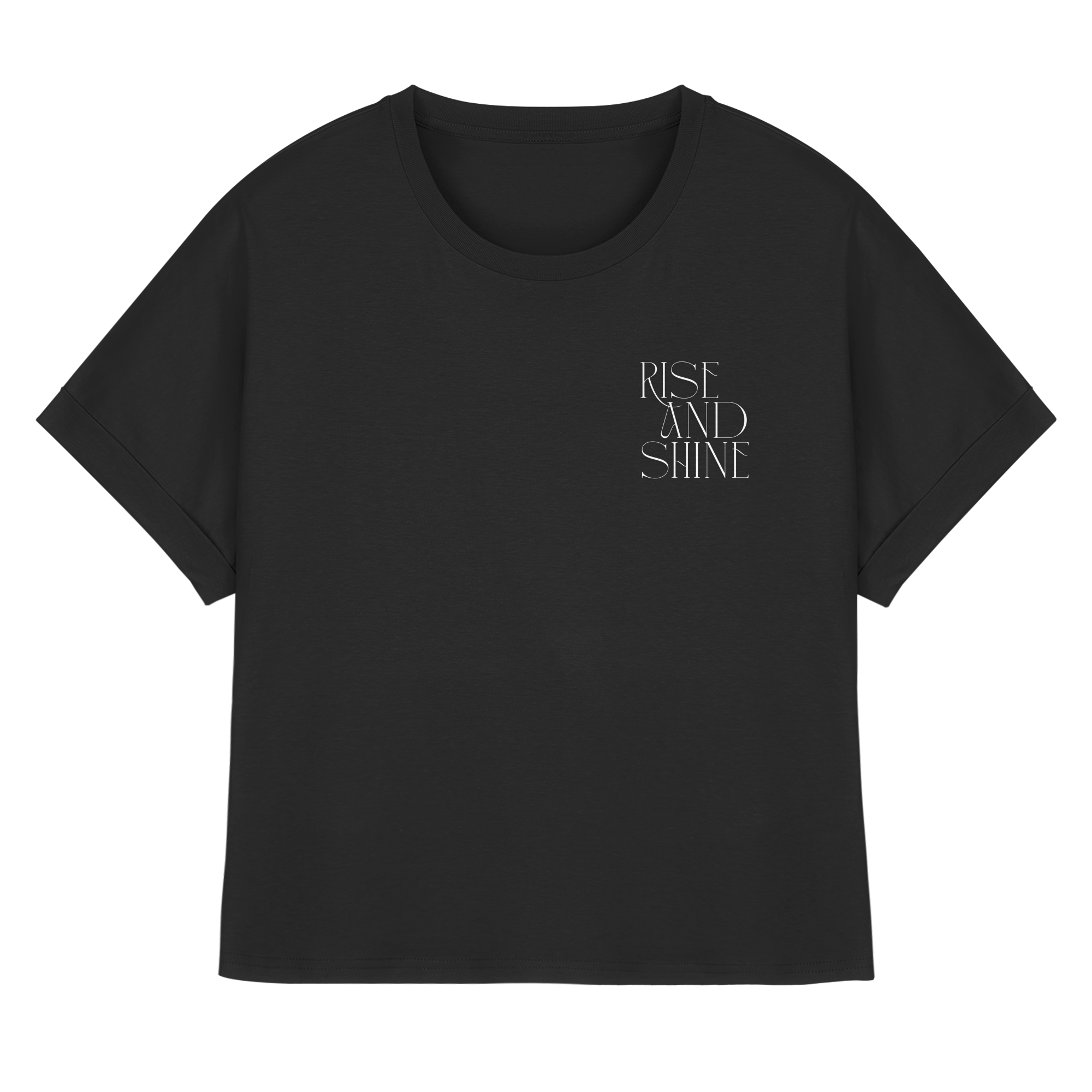 Rise And Shine T-Shirt - navy - Womens Organic Rolled Sleeves T-Shirt