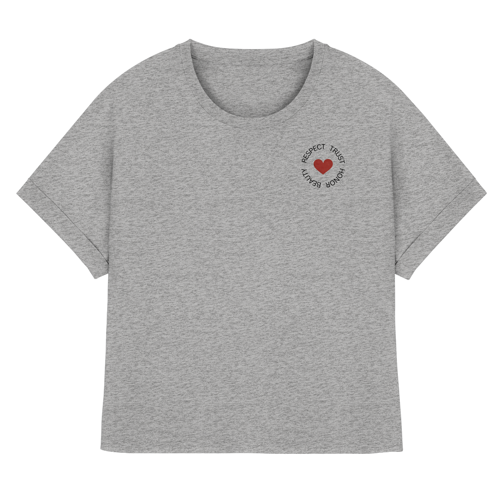 Respect, Trust, Honor, Beauty T-Shirt - grey - Womens Organic Rolled Sleeves T-Shirt