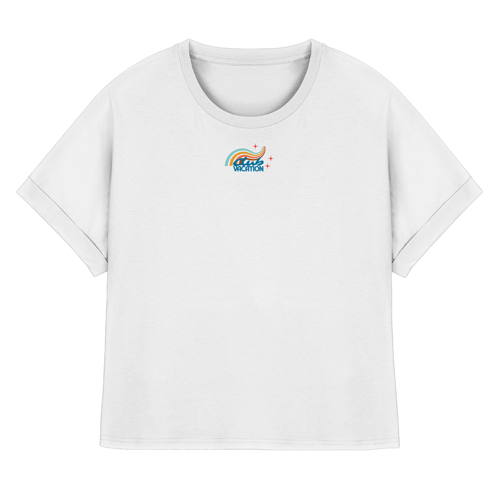 Club Vacation T-Shirt - white - Womens Organic Rolled Sleeve T-Shirt