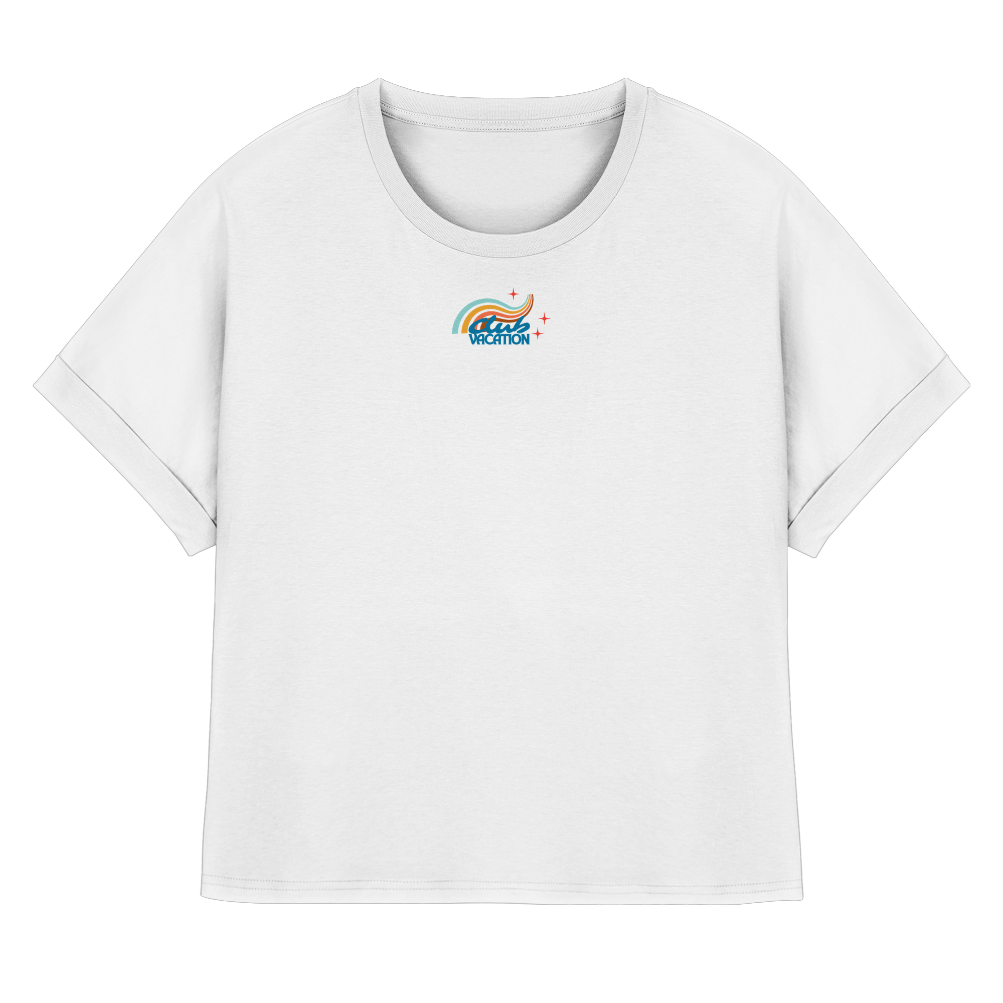 Club Vacation T-Shirt - white - Womens Organic Rolled Sleeve T-Shirt